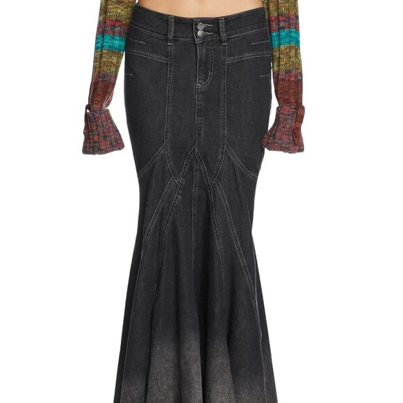Current Mood Denim Mermaid Maxi Skirt - Picture 1 of 5